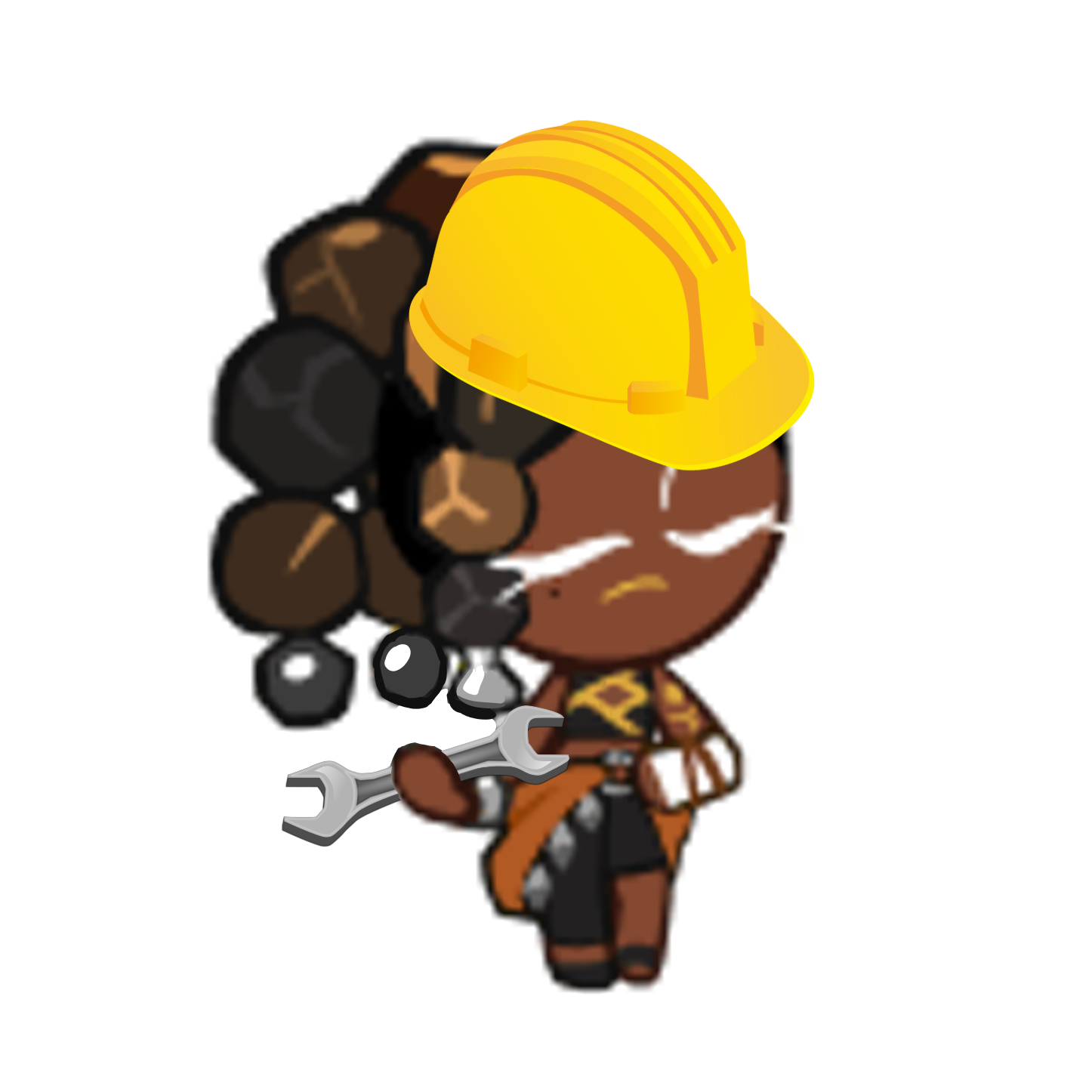 Poorly edited peppercorn in a hard hat and wrench.